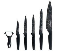 ROYALTY LINE, RLMB5B, Set 6 coltelli da cucina con rivestimento antiaderente, lame affilate e design elegante, impugnatura comoda - Misura: Standard, Colore: Nero