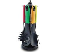 ROYALTY LINE, RLU05, Set utensili da cucina Nero, 7 pezzi con carosello, ergonomici e resistenti al calore, facili da riporre, 135 x 135 x 38 cm, colore nero