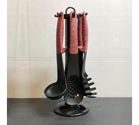 Set Mestoli da Cucina 7 Pz Resistenti al Calore Antiaderenti Colore Bordeaux