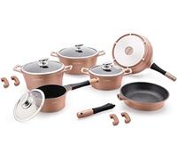 ROYALTY LINE SET 14 PEZZI IN PIETRA PENTOLE PADELLE e COPERCHIO LAVICA ROY, PER USO PROFESSIONALE E DOMESTICO, MODELLO RL-ES1014M - RAME