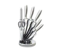 ROYALTY LINE - Set di 8 coltelli professionali in acciaio inox, in confezione originale (RL-KSS700, colore: Argento-Nero)