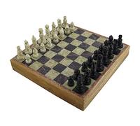 RoyaltyRoute Handcarved pietra ollare scacchiera e pezzi gioco Set 20x20 cm