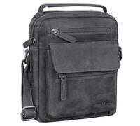ROYALZ 'Chandler' moderna borsa a tracolla da uomo piccola in vera pelle - perfetta come borsa da uomo per l'uso quotidiano - mini messenger bag molti scomparti vintage, Colore:Navy Grigio