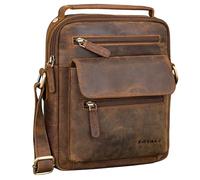 ROYALZ 'Chandler' moderna borsa a tracolla da uomo piccola in vera pelle - perfetta come borsa da uomo per l'uso quotidiano - mini messenger bag molti scomparti vintage, Colore:Nevada Marrone