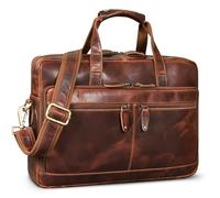 ROYALZ Montgomery - Borsa a tracolla da uomo e da donna, in vera pelle, 15,6 pollici, stile vintage, con funzione trolley, Roma Cognac Marrone, L