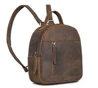 ROYALZ 'Olympia' Piccolo Zaino da Giorno Donna Vera Pelle - Elegante XS Daypack Vintage Zainetto Backpack Casual Pratico Zaini da Viaggio in Cuoio Autentico, Colore:Nevada Marrone