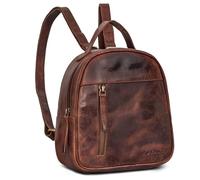 ROYALZ 'Olympia' Piccolo Zaino da Giorno Donna Vera Pelle - Elegante XS Daypack Vintage Zainetto Backpack Casual Pratico Zaini da Viaggio in Cuoio Autentico, Colore:Roma Cognac Marrone
