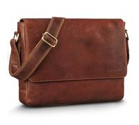 ROYALZ vintage borse a tracolla cuoio da uomo e donna per notebook 'San Diego' Borsa a tracolla in pelle piatta vintage per notebook 15, Colore:Roma Cognac Marrone