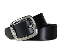 ROYALZ vintage Cintura in Pelle Donna in Pelle di Bufalo 38mm Larga per Jeans Accorciabile Cinta in Vero Cuoio, dimensione:100, Colore:Nero - fibbia disegno floreale liscio