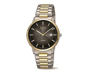 ROYCE concept 3658-03 - Orologio da uomo in titanio bicolore con vetro zaffiro grigio, bianco, Classico