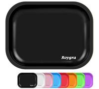 roygra Vassoio per rollare sigarette opaco, in metallo, nero opaco, misura media, 17,8 x 14,9 cm