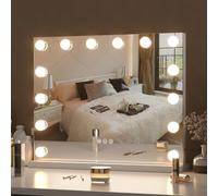 Royhom Specchio Trucco Con Luci, Hollywood specchio con luci 50 x 40 cm, 14 lampadine LED - specchio illuminato per vanity con montaggio murale e tavolo