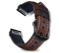 RoYiio Cinturino per Garmin Quatix 8 47mm/Quatix 7 Pro/Tactix 8 47mm/Fenix 8 47 mm/Fēnix 7Pro/Approach S62 S60 Cinturino Pelle Cerata Olio per Descent G2/Fenix E/Epix 2 (Marrone Scuro, QuickFit 22mm)