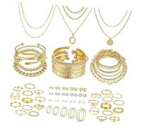 ROYJJ 58PCS Geometrico Floreale Set di Gioielli Elegante Collana Bracciale Orecchini E Anelli Per Le Donne Accessori Moda