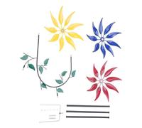 ROYJJ Grande girandola a vento in metallo con tre fiori farfalle mulino a vento scultura per giardino esterno decorazione arte fiori farfalle mulino a vento