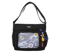 ROYJJ Ita Bag Crossbody Grande Capacità Messaggeri Spalla Giapponese Per Donne E Ragazze Adolescente Pin Display Bag, Nero , One Size