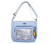ROYJJ Ita Bag Crossbody Grande Capacità Messaggeri Spalla Giapponese Per Donne E Ragazze Adolescente Pin Display Bag, blu cielo, One Size
