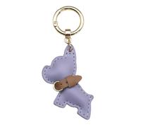 ROYJJ Portachiavi in pelle PU con cane francese adorabile ciondolo portachiavi appeso ornamento per auto e borse portachiavi alla moda per giovani, Viola, Taglia unica