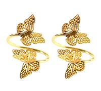 ROYJJ Set di 2 fibbie per tovagliolo in metallo, anelli per fazzoletti, a forma di farfalla, per l'inaugurazione della casa