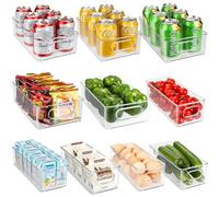 Royouzi 10Pcs Organizer per Frigorifero, 2 Taglieorganizer da CucinaOrganizer Frigo Impilabili con Maniglia per Cucina, Armadietti, Bagno