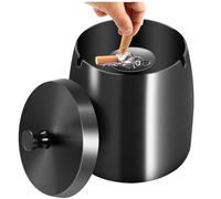 Royouzi Ashtray, Posacenere Ashtray with Lid, Stainless Steel Ashtray for Outdoors, Storm Ashtray as Wind Ashtray, Standing Ashtray with Non-Slip Base for Outdoor and Indoor Use (Black)