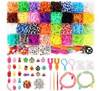 Royouzi Braccialetti Elastici, 2800+ Loom Bands Kit, Elastico Bands Kit, Braccialetti Elastici, Braccialetti Colorati, DIY Elastici Colorato, Regali Per Bambini, Con Vari Accessori Perline e Telai