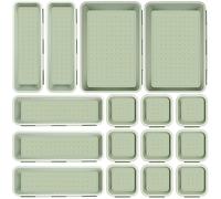Royouzi Organizer per cassetti, set da 16 pezzi, per cassetti, per cucina, scrivania, utensili (verde)