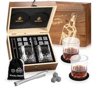 Royouzi Set di bicchieri da whisky, set regalo, 8 pietre per whisky e 2 bicchieri da whisky e 2 sottobicchieri, regali per uomini
