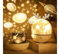 Roysmart Proiettore Stelle Bambini, LED Luce Notte Bambini Lampada Proiettore, 360 ° Musica Rotazione, 8 Canzoni e 6 Pellicole, Halloween, Regali di Natale, Decorazione Della Cameretta dei Bambini