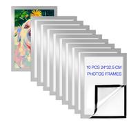 ROYUEXT Confezione da 10 cornici magnetiche A4, cornice autoadesiva con chiusura magnetica, portafogli informativi per cornici informative, formato DIN A4 32 x 23,5 cm con bordo argentato