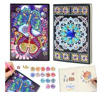 ROYUEXT Kit per pittura con diamanti, 2 stili, 2 stili, con mandala, formato A5, per quaderni fai da te, 5D, fai da te, con perline incollate, idea regalo per ragazze, ragazzi, diario (fiori e