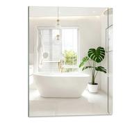 ROYUEXT Specchio da bagno 50x40 cm, Specchio da parete adesivo per piastrelle, Specchio decorativo senza cornice con immagine HD per palestra, bagno per ospiti, soggiorno, camera da letto