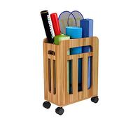 Mensola per Tappetino da Yoga Porta Tappetino Yoga in Legno con Ruote, Cestino Organizer per Tappetino Yoga Fitness, Attrezzi Ginnici per Allenamenti A Casa, Manubri Kettlebell Foam Roller