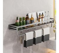 Rozhuhro Mensole adesive Doccia, Confezione da 2 Senza Foratura mensole per Doccia a Parete, Organizer Bagno antiruggine di Grande capacità, portaoggetti per cestini Doccia con Ganci,Gray b,60CM