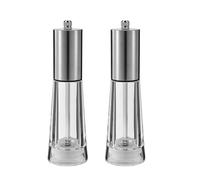 Rozhuhro Set macina sale e pepe, macina sale e pepe manuale in acciaio inossidabile, macinacaffè in acrilico con grana regolabile, per spezie e semi, adatto per cucina, esterni,Argento