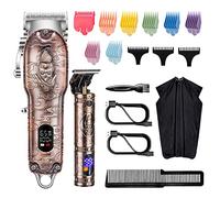 Roziapro Tagliacapelli da uomo con lama a T, tagliacapelli professionale, tagliacapelli da barbiere, senza fili, tagliacapelli elettrico da uomo, kit di toelettatura per cavaliere d'oro ricaricabile