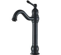 Rozin Rubinetto da bagno nero retrò alto rubinetto lavabo girevole a 360° monocomando, rubinetto da bagno in ottone per bagno