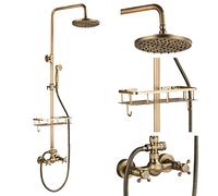 Rozin rubinetto doccia in ottone anticato con doccetta rubinetto doccia 8 pollici soffione doccia soffione doccia a pioggia con scaffale