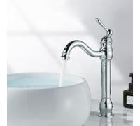 Rozin Rubinetto per lavabo da bagno Rubinetti Miscelatore alto Vessel 360 ° Girevole Beccuccio Rubinetto Ottone Maniglia Singola Cromato Lucido Deck Mounted Cold and Hot Water Mixing Tap