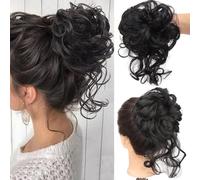 RPAEOY 2 Pezzi Chignon Finto per Capelli Elastici Chignon Finto Sintetica Ondulato Coda di Cavallo Pezzo di Capelli Spessi Updo per Donne Ragazze(Nero)