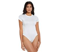RPAEOY Body Donna Maniche Corte Collo a Giro Elegante Intimo Aderente Pagliaccetto Elasticizzato Bodysuit Sexy Basic Tinta Unita Casuale Jumpsuits Tops (Bianco,XL)