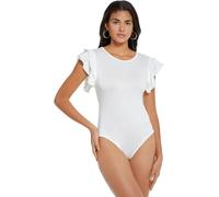 RPAEOY Body Donna Maniche Corte con Volant Elegante Bodysuit Skims Style Contenitivo Modellante Outfit Estivo versatile Abbigliamento Base per Tutti I Giorni