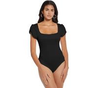 RPAEOY Body Donna Maniche Corte Elegante Bodysuit Quadrato Skims Contenitivo Modellante Aderente Outfit Estivo versatile Abbigliamento Base