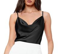 RPAEOY Canotta Donna Raso Scollo V Cinghia Regolabile Elegante Canottiera Estive Basic Senza Maniche Camisole Sexy Tank Top per Uscire Club Party Nero S