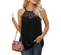 RPAEOY Canotte Donna Estive Tank Top Canotta Halter Neck Pizzo Elegante Maglietta T Shirt Camicia Estiva Cotone Abbigliamento Casual Senza Maniche Traspirante