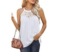 RPAEOY Canotte Donna Estive Tank Top Canotta Halter Neck Pizzo Elegante Maglietta T Shirt Camicia Estiva Cotone Abbigliamento Casual Senza Maniche Traspirante