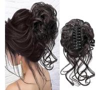 RPAEOY Chignon Capelli con Claw Chignon Finto Capelli Ricci Spessi Updo Ondulati Sintetici Coda di Cavallo Posticcio Hair Extension Ponytail di Cavallo per Donna(Nero brunastro)