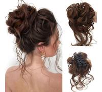 RPAEOY Chignon Capelli con Claw Chignon Finto Capelli Ricci Spessi Updo Ondulati Sintetici Coda di Cavallo Posticcio Hair Extension Ponytail di Cavallo per Donna(Marrone rossiccio)