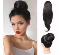 Rpaeoy Chignon Capelli Finti 3 Pezzi Estensione Capelli Sintetici Parrucca Capelli Finti Posticci Capelli Donna Facile Da Applicare Look Naturale(Natural Black)