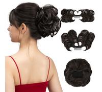 RPAEOY Chignon Finto per Capelli Disordinato Pelo Arruffato Pezzo di Capelli Scrunchies Estensioni di Panino Ondulato Elastico Scrunchie Chignon Parrucca Donna(Marrone)